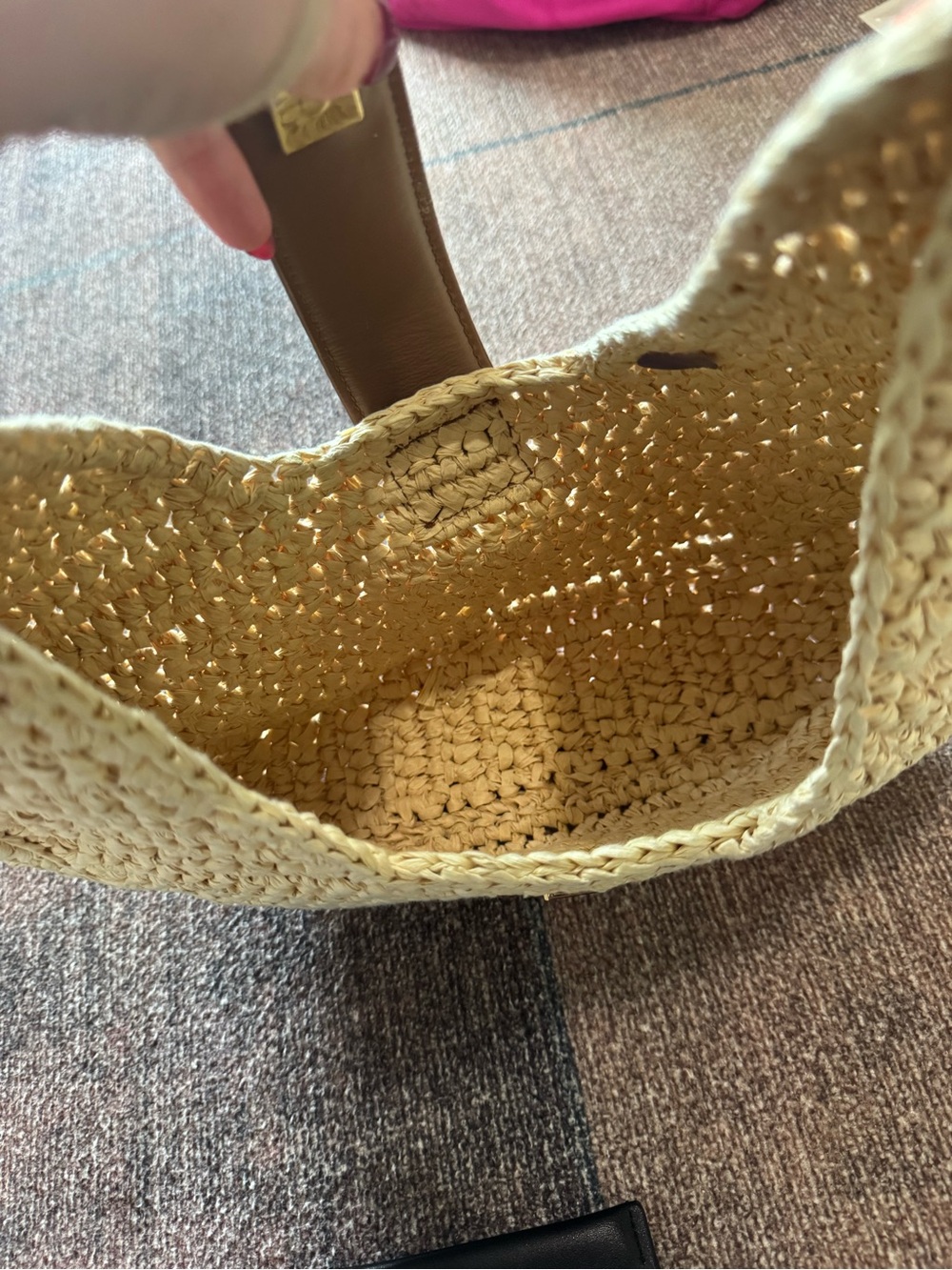ANINE BING women's lou bag in natural with cognac - Picture 4 of 6